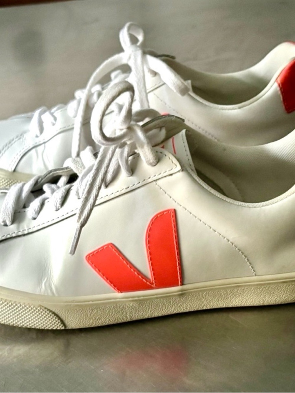 Veja Esplar Logo Sneakers - White & Neon Orange - Women’s Size 7